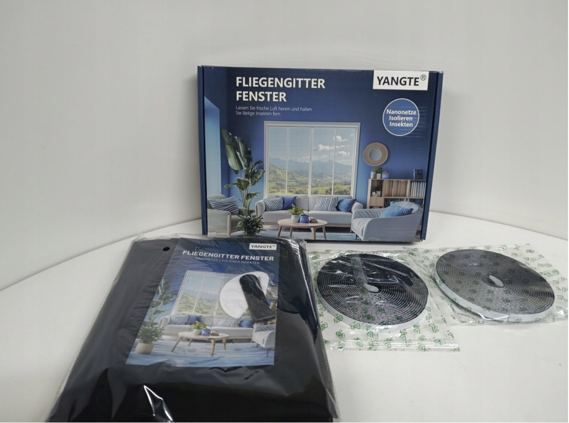 Москітна сітка на вікно YANGTE 130x150 см (На липучці), Чорна, Набір 2 шт
